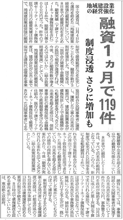 建設通信新聞　12月11日　1面記事