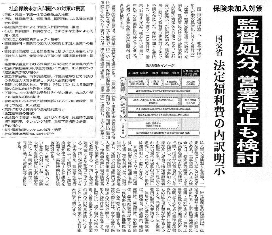 ニュース 12 02 24 監督処分 営業停止も検討 国交省が保険未加入対策